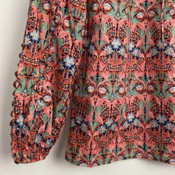 NWT J.Crew x Liberty S Blouse Floral May Nouveau Print Red Pink Tie-Neck - Picture 8 of 13